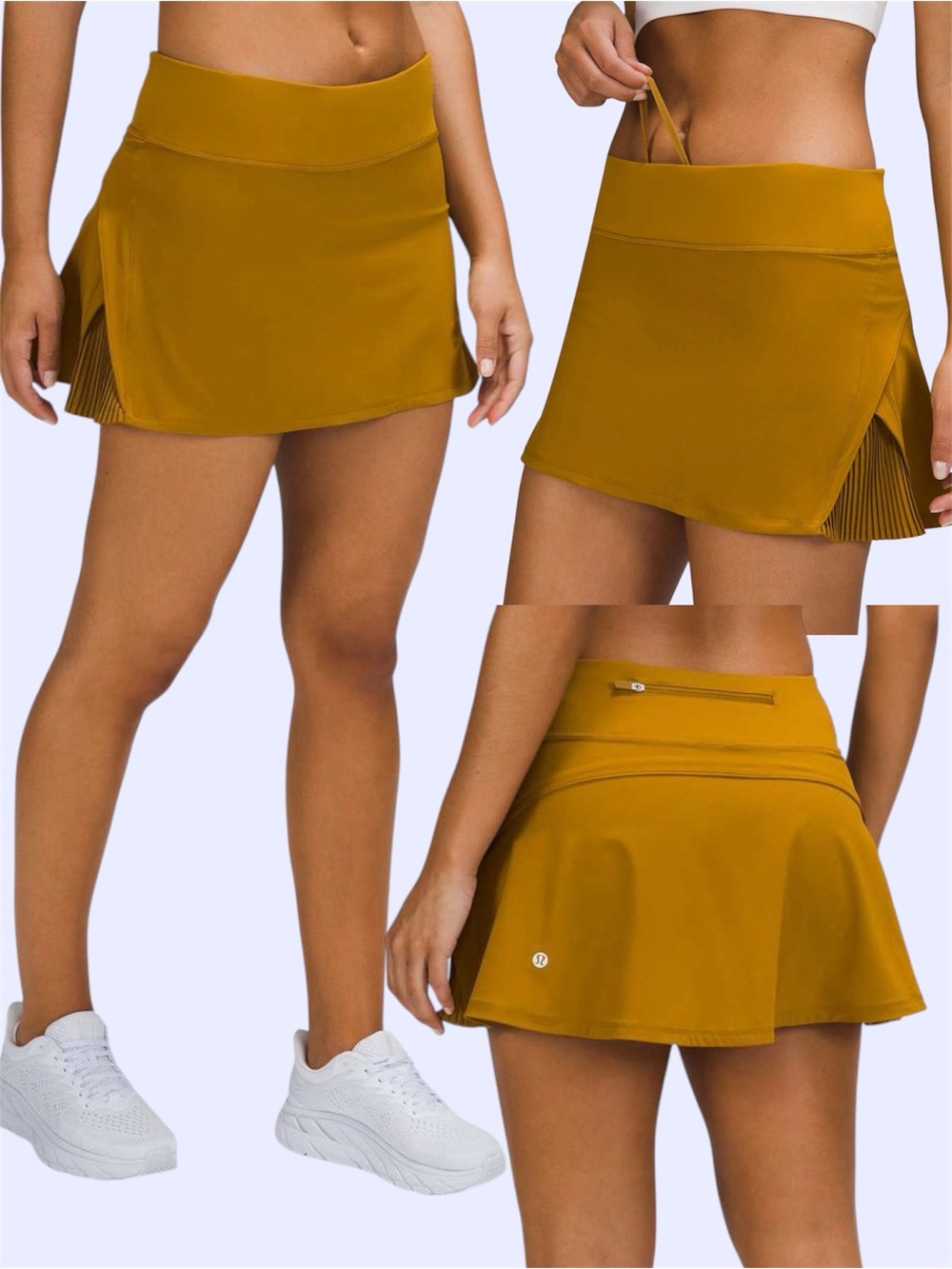 Lululemon Play Off The Pleats Mid Rise Skirt in Gold Spice